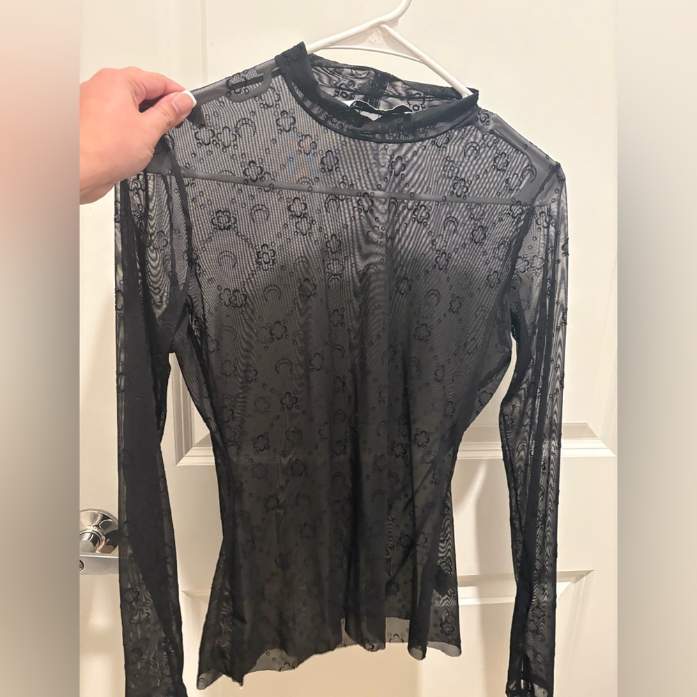 Marine Serre Moonogram-flocked mesh top